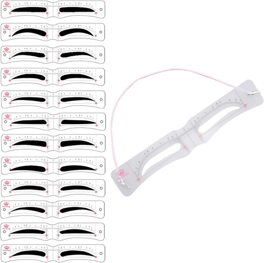 Eyebrow Templates for Women, Set of 12 Types, Eyebrow Stencil, Eyebrow Shape, Template, Eyebrow Guide, Easy to Draw Eyebrow with Strap, Eyebrow Makeup Tool, Makeup Tool, Easy to Use, For Beginners