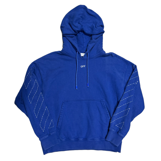 OFF-WHITE 'STITCHED LOGO' BLUE HOODIE