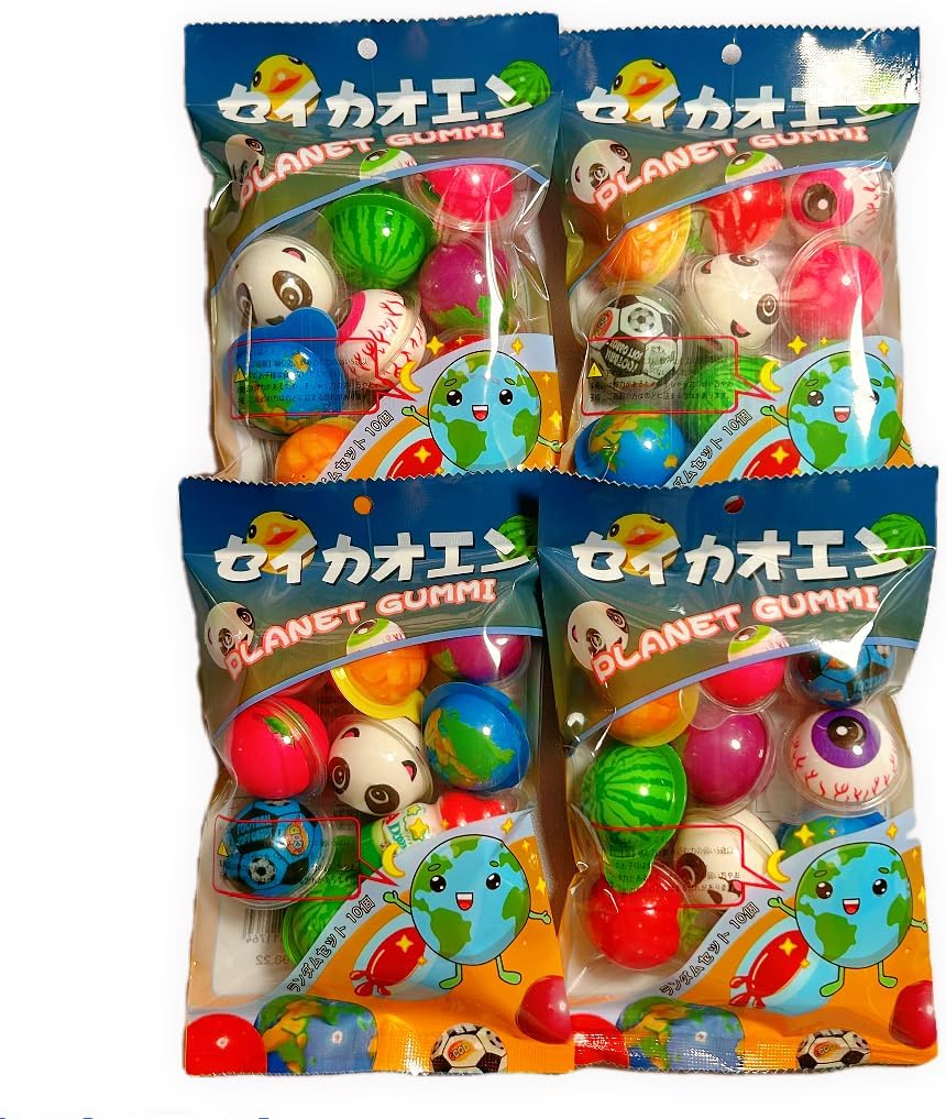 Seikaoen Earth Gummies, Assorted Sweets Set, Overseas Sweets, ASMR, Eye Gummy, Strawberry Gummy, Watermelon Gummy, Panda Gummy, etc. (Set of 40)