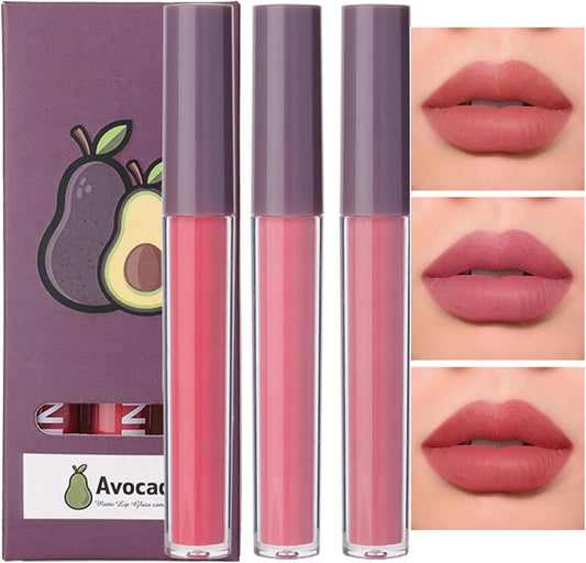 Erinde Lip Gloss, Set of 3, Popular, Velvet Matte Lipstick, Long Lasting and Easy to Carry, Transparent, High Color, Fade Resistant, Melting Skin Colors, Multiple Color Options, Strong Adhesion