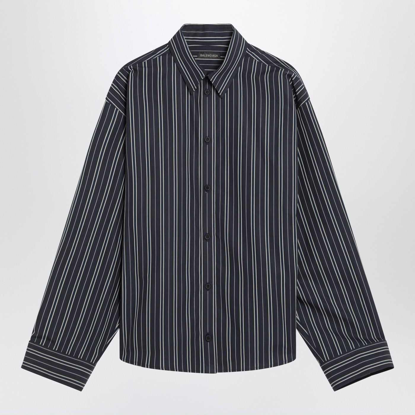 Balenciaga バレンシアガネイビーブルーストライプコットンシャツ - Image 1