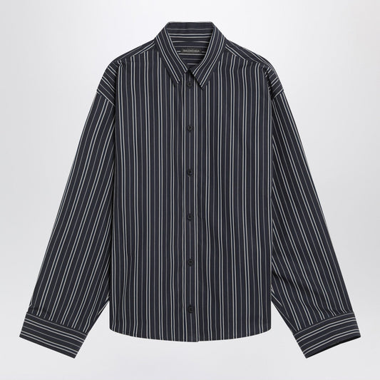 Balenciaga バレンシアガネイビーブルーストライプコットンシャツ - Image 1