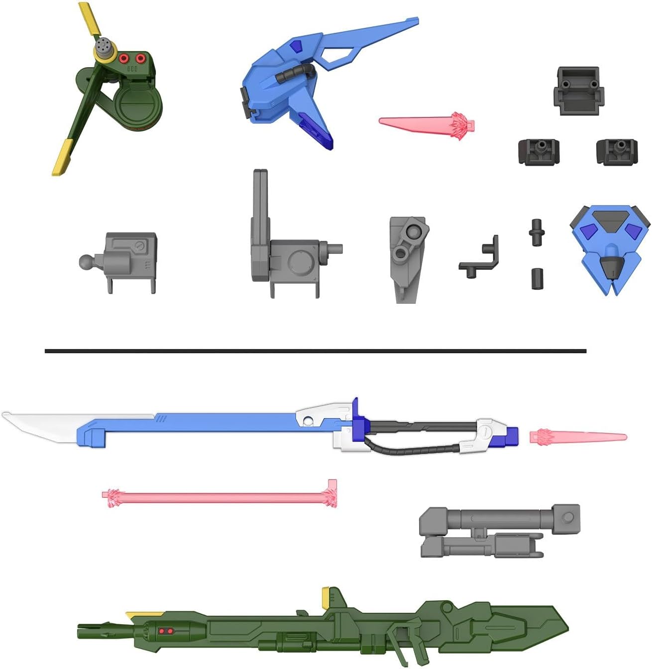 Bandai Spirits Gunpla 01 Optional Parts Set, Gunpla 02 (Launcher Striker & Sword Striker), Color-Coded Plastic Model