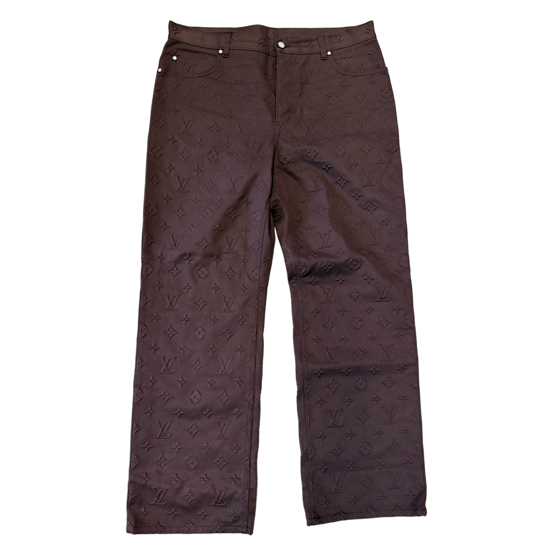 LOUIS VUITTON 'ALL OVER LOGO' BROWN JEANS