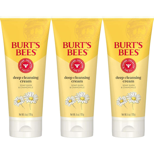 Burt's Bees Lavado facial, crema limpiadora facial profunda, limpiador natural con manzanilla, 6 onzas (paquete de 3) (el embalaje puede variar)