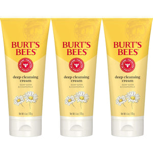 Burt's Bees Lavado facial, crema limpiadora facial profunda, limpiador natural con manzanilla, 6 onzas (paquete de 3) (el embalaje puede variar)