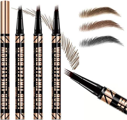 [Popular Eyebrow] Eyebrow Pencil, 3 Color Set, Ultra Fine Four Claw Eyebrow Pencil, Colorfast, Vivid Fork Brushes | Long Lasting Waterproof and Sweatproof | Natural Eyebrow Finish That Won't