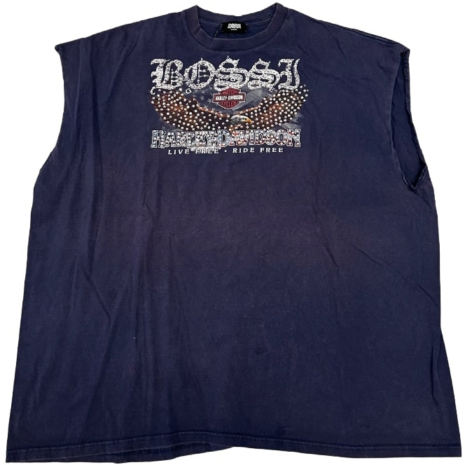 BOSSI 'LIVE FREE RIDE FREE' RHINESTONE VINTAGE CUTOFF TEE