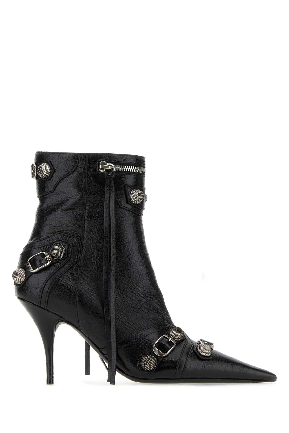 Balenciaga Black Leather Cagole Ankle Boots - Image 1