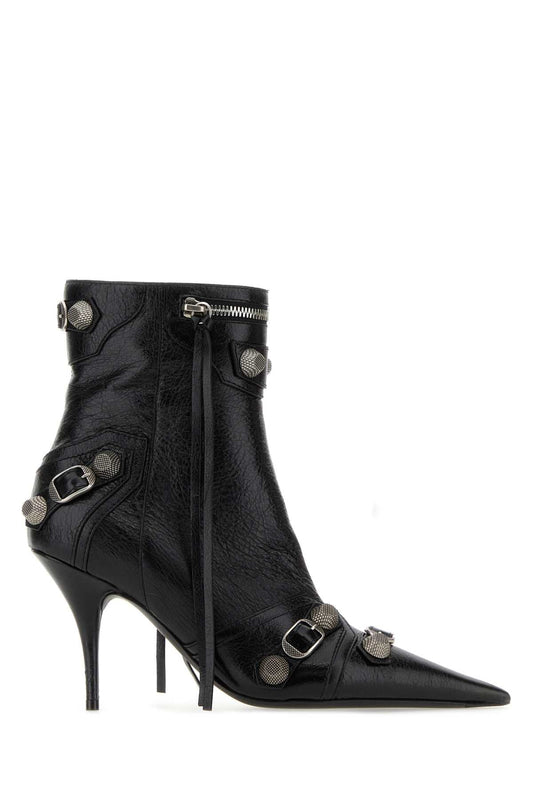 Balenciaga Black Leather Cagole Ankle Boots - Image 1