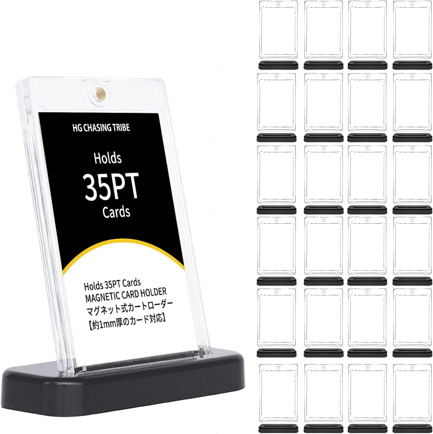 HG CHASING TRIBE Magnetic Loader Card Loader 24 Loader + 24 Stand Set Trading Card 35pt UV Protection Magnet Holder Card Protector Storage Trading Card Protective Case Poker Collection Magnetic