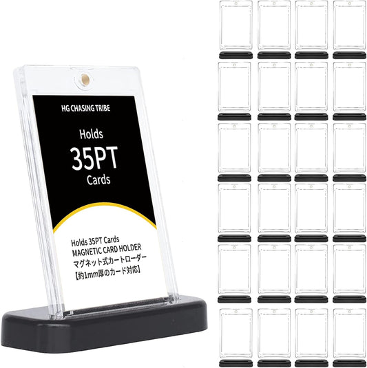 HG CHASING TRIBE Magnetic Loader Card Loader 24 Loader + 24 Stand Set Trading Card 35pt UV Protection Magnet Holder Card Protector Storage Trading Card Protective Case Poker Collection Magnetic
