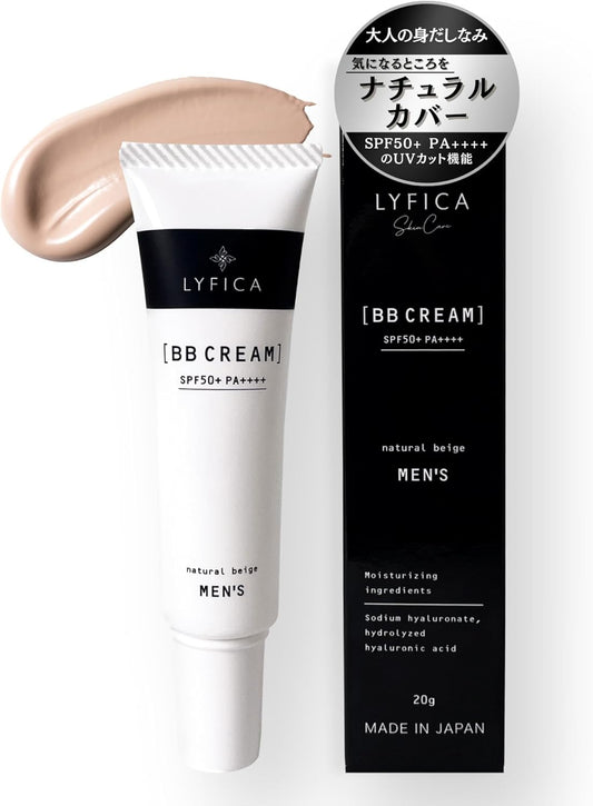 Men's BB Cream SPF50+ PA++++ UV Protection, Sunscreen, Foundation, Ceramide, Stains, Wrinkles, Dullness, Additive-free, Hypoallergenic, Sensitive Skin, Dry Skin, Highly Moisturizing, 0.7 oz (20