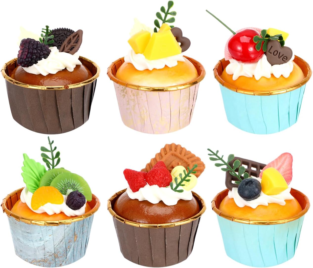 WINOMO 6-Piece Simulation Food Cupcake Model Food Sample Cupcake Model Sample Food Model Bread Western Food Simulation