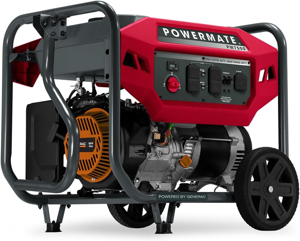 Powermate P0081600 PM7500 7500 Watt Gas Powered Portable Generator with 49-State/CSA Generac, Reliable and Versatile Power Solution