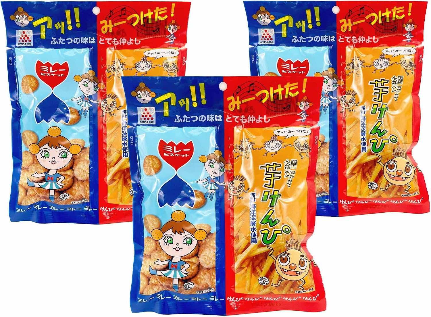 Millet Biscuit Potato Kempi Pair Pack, 3.5 oz (100 g) x 3 Piece Set (Kochi Sweets, Potato Kenpi, Kochi Treats, Specialty from Kochi Prefecture), Made with Muroto Ocean Deep Water