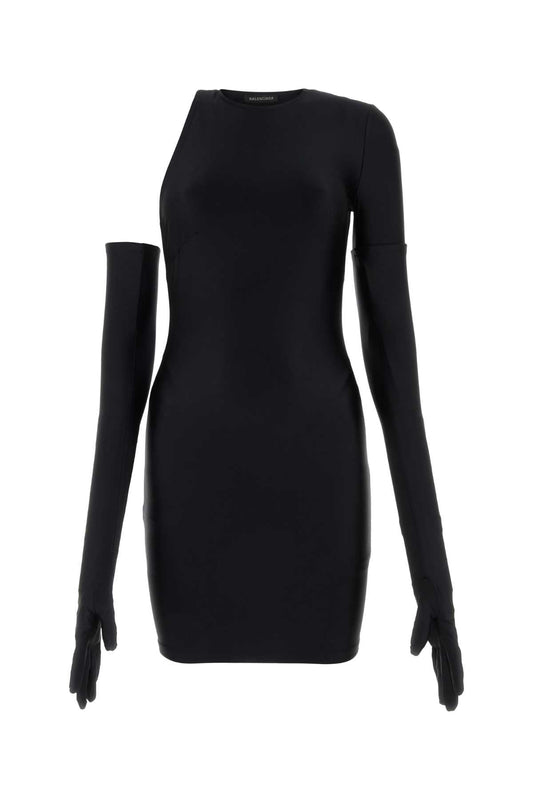 Balenciaga バレンシアガブラックストレッチナイロンミニドレス - Image 1