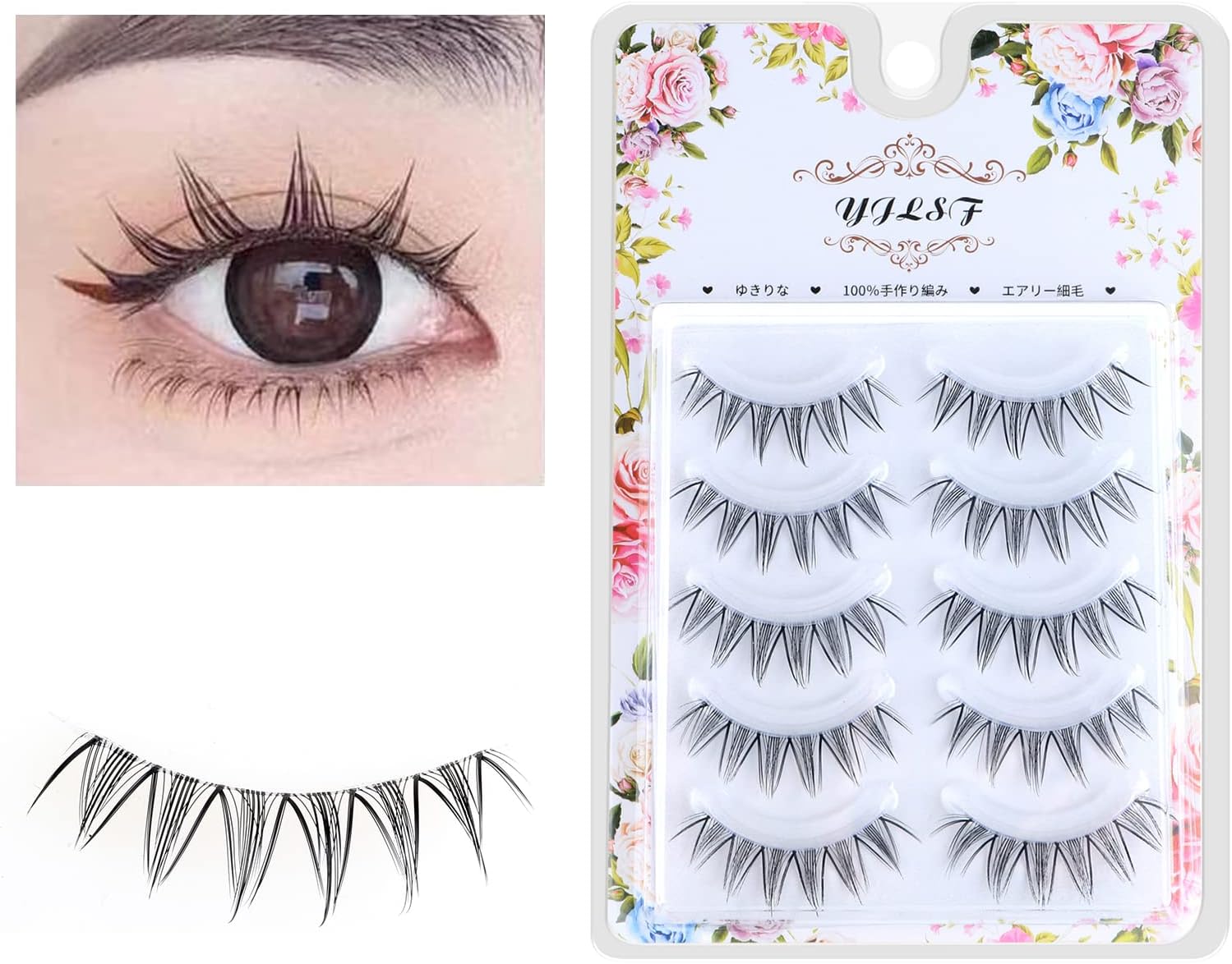 False Eyelashes, 3D, 5 Pairs Natural Eyelashes, Butt Eyelashes, Handmade, Reusable Eyelashes, Long Lasting, Natural, Waterproof, Ultra Lightweight, Everyday Use, Actress Eyelashes, Thin Makeup,