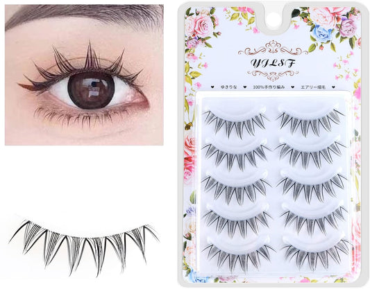 False Eyelashes, 3D, 5 Pairs Natural Eyelashes, Butt Eyelashes, Handmade, Reusable Eyelashes, Long Lasting, Natural, Waterproof, Ultra Lightweight, Everyday Use, Actress Eyelashes, Thin Makeup,