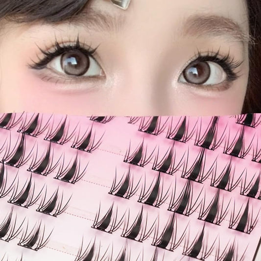 100 Pairs Large Capacity False Eyelashes, Cute, Three-Dimensional, Partial False Eyelashes with Glue, Bunchy, Popular, Beginner, Durable, Eye Makeup, Natural, Lightweight, Comfortable, Travel and