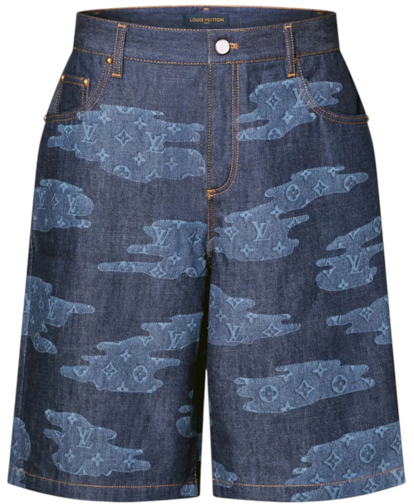 LOUIS VUITTON X NIGO MONOGRAM CHAMBRAY SHORTS INDIGO