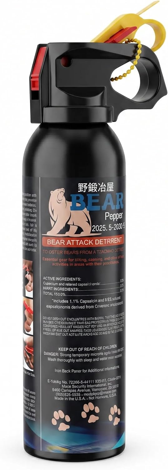 Bear Repellent Spray 40' Range Max Strength 9.2oz for Mountain Lion Outdoor Camping