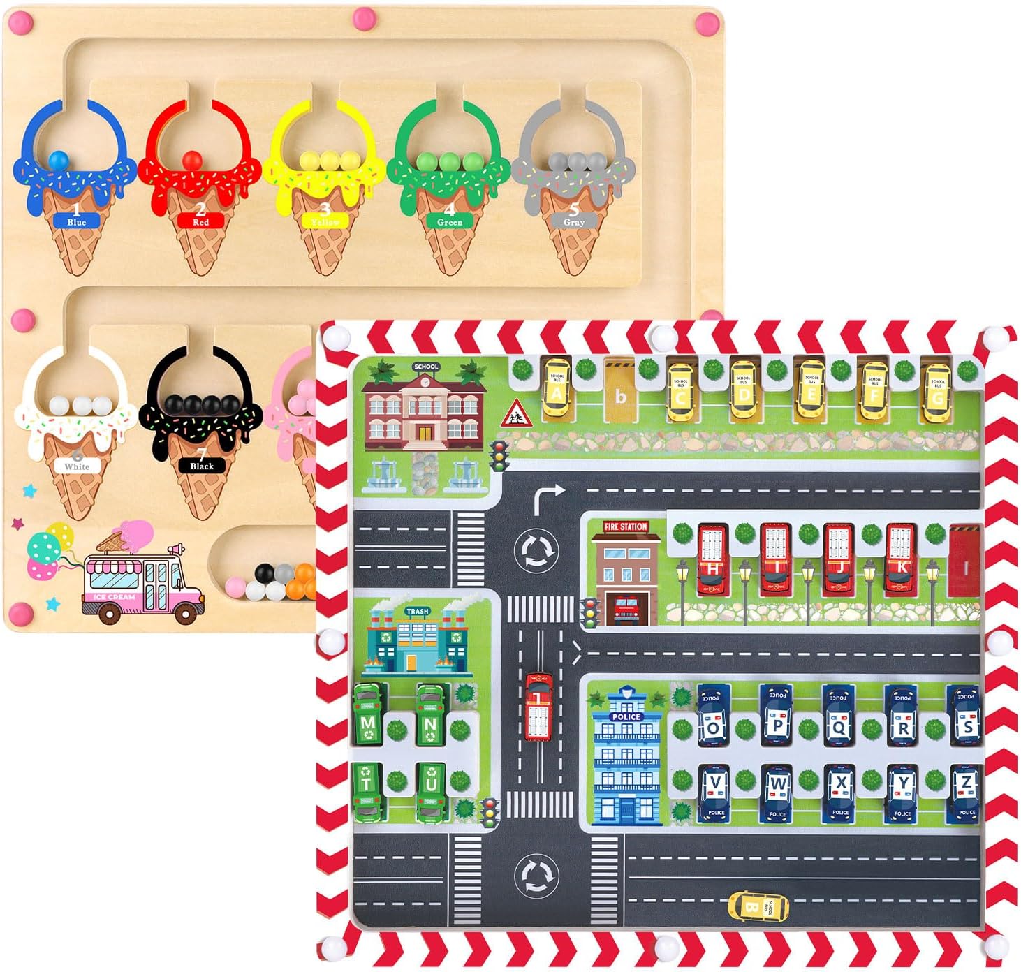 Magnetic Color and Number Maze Dual Panel Board, Magnetic Maze Board is a fun way for kids to learn through play, counting practice, hand-eye coordination and fine motor skills