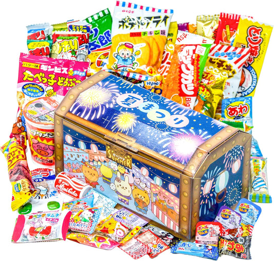 Japanese Snacks Assorted, Summer Festival Treasure Box, 60 Types, Set of 60, Candy Gift