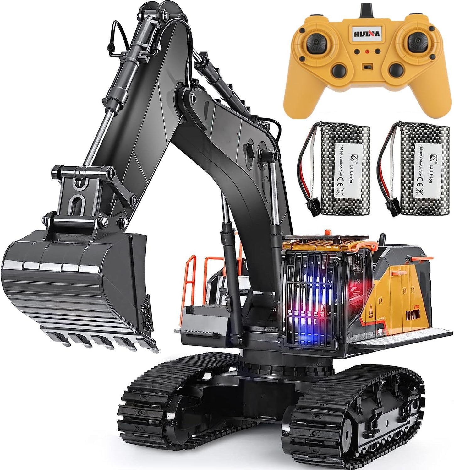 Excavator Radio Control Super Alloy Enhanced Version Excavator Multi-function Construction Vehicle Power Shovel Radio Control 22CH 2.4GHz Wireless 360/680 Degree Rotation 1:14 RC Shovel Bed Sandbox
