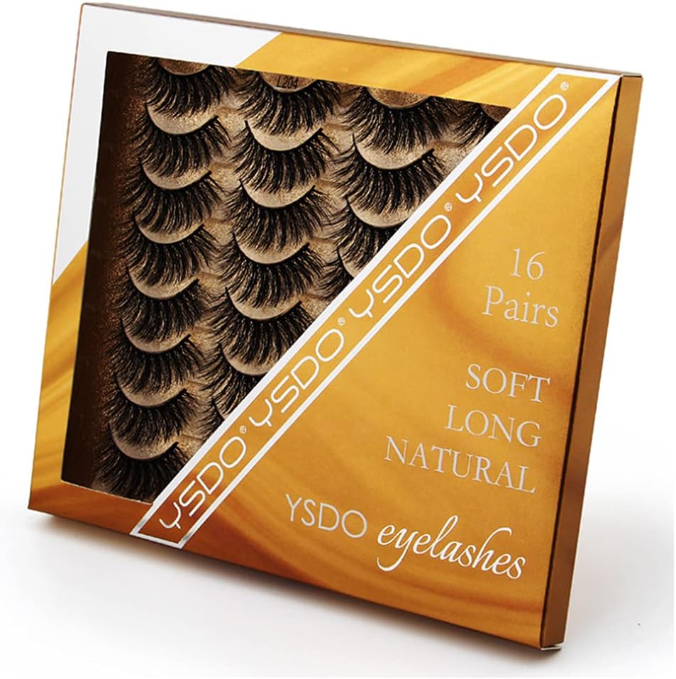SHIDISHANGPIN 16 Pairs Black Eyelashes Natural Long Multilayer Fluffy Eyelashes 3D Thick Eyelashes Handmade False Eyelashes (L204)
