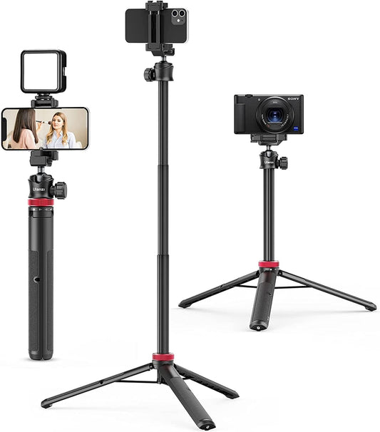 Ulanzi MT-44 Tripod, Smartphone Tripod, Camera Tripod, 57.9 inches (147 cm), Camcorder, Selfie Stick, 2 in 1 Smartphone Clip Design, 12.6 - 57.9 inches (32 - 147 cm), 6 Levels, Telescopic Ball Head,