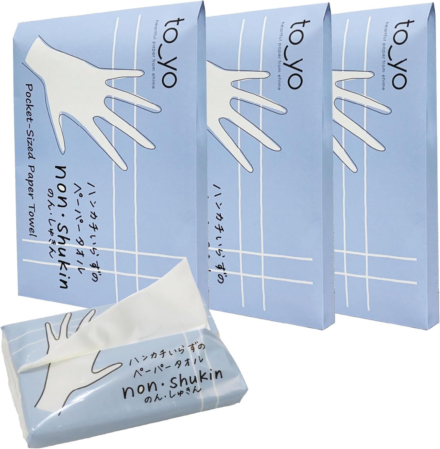 Toyo Nonshukin Portable Paper Towels, Disposable Handkerchiefs, Paper Napkins, Made in Japan, 3 Pack (48 Pieces)