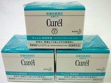Kao Curel Moisturizing Face Cream (1.4 oz (40 g) x 3 Piece Set, Curel Cream for Sensitive Skin [Quasi-drug]