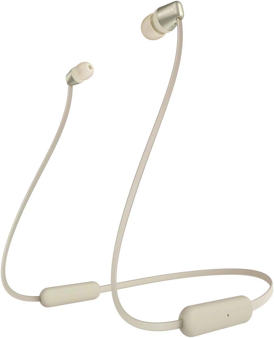 Sony WI-C310 NC Wireless Earphones, Bluetooth Compatible, Up to 15 Hours of Continuous Playback, Microphone Included, Flat Cable, 2019 Model, Gold