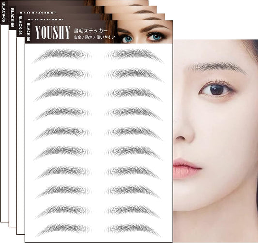 4d6d Temporary Eyebrow Tattoos, Eyebrow Stickers, Art Makeup, 40 Pairs, Natural, Non-Fading, Waterproof, Durable, Dark Eyebrows, Cosmetic Stickers