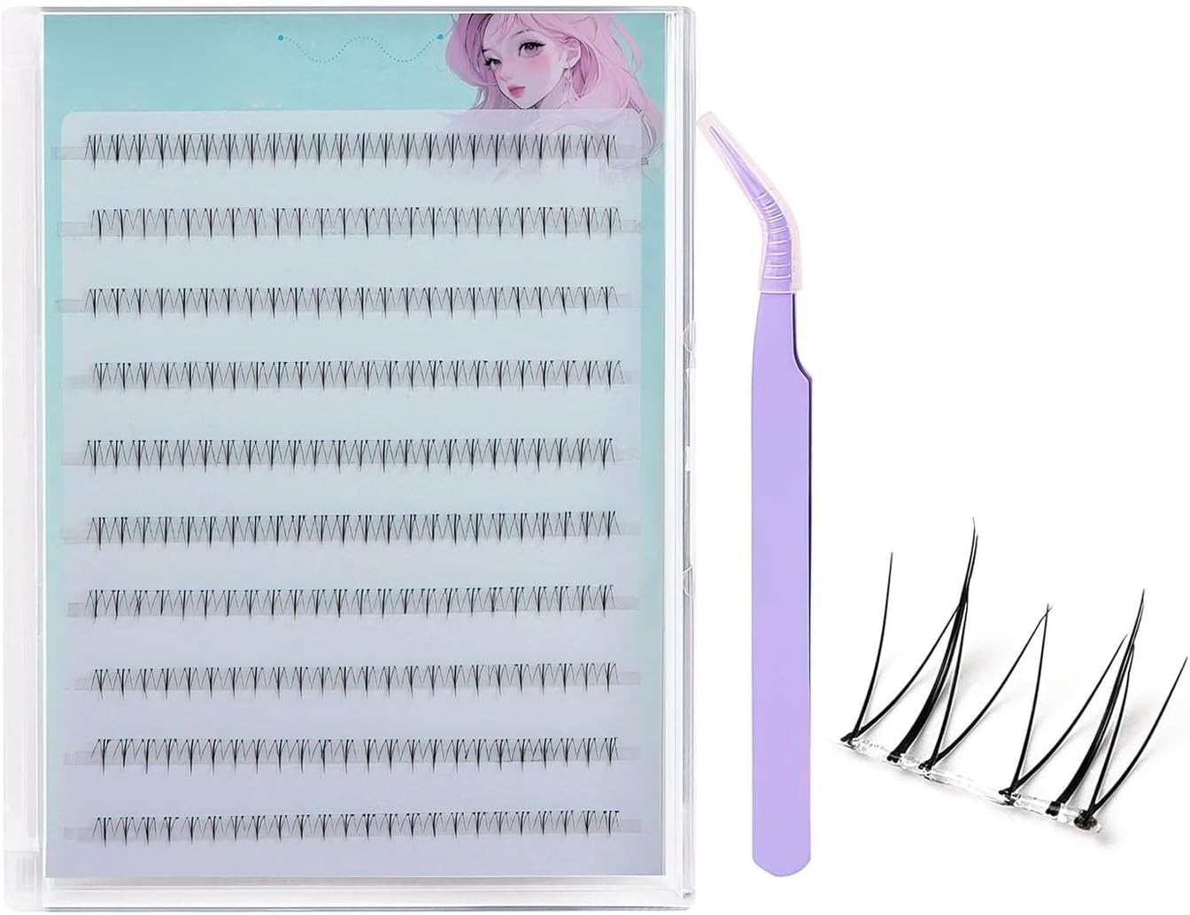 Pokumil False Eyelashes, Lower Eyelashes, Partial Eyelashes, False Eyelashes, Large Capacity, No Glue Required, For Parts, Bunch, Transparent Axis, Small Flames Under Eyelashes, Cosplay Makeup,
