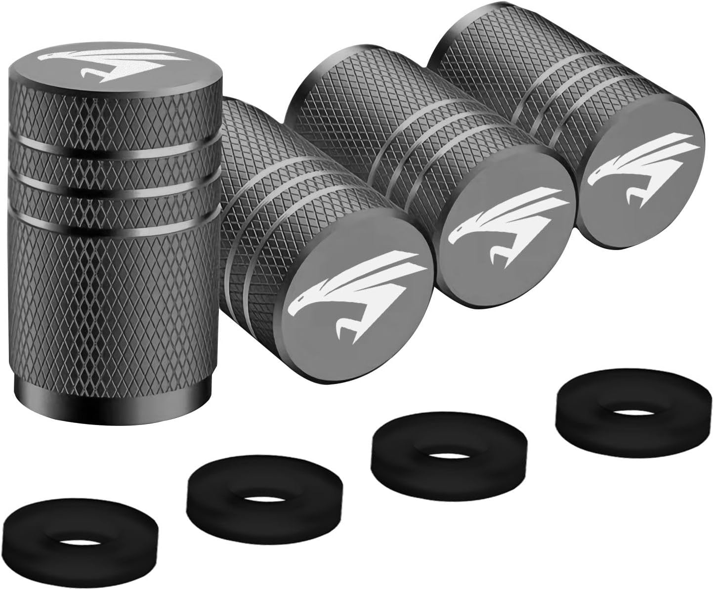 Toyota Harrier 60 Series 80 Series Car Tire Air Valve, Cap, Cylindrical Type, Set of 4, Car Bike, Dress Up Parts, Lightweight, High Strength, Aluminum (Gray)