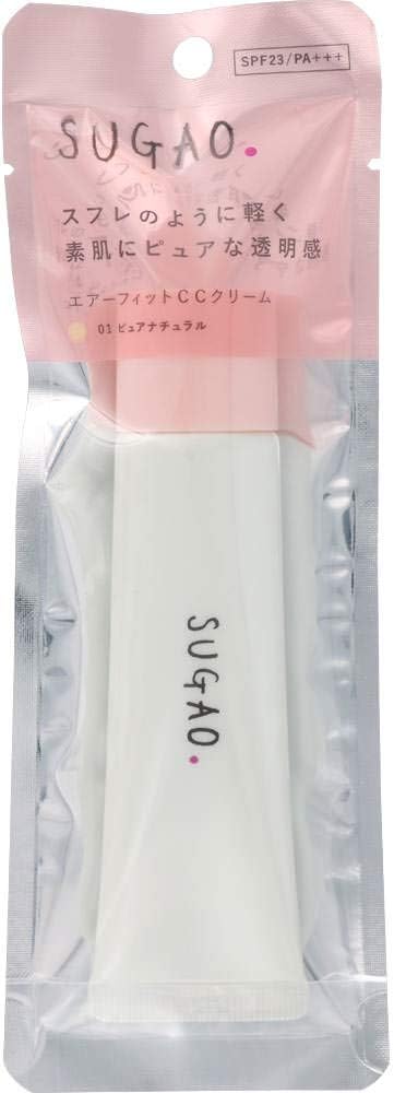 Sugao SPF23/PA+++ Pure Natural Pure Transparent Air Fit CC Cream Smooth (Light Skin Color) (Makeup Base/Foundation) 0.9 oz (25 g)