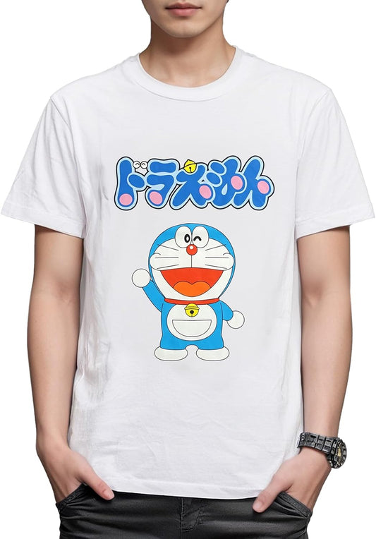 Finplus Short Sleeve Doraemon Logo T-Shirt, Simple, Goods, Character