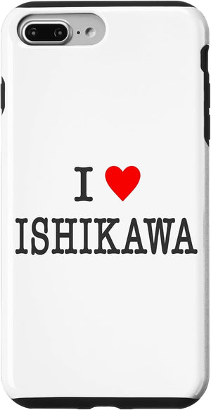 アイラブ・ISHIKAWA 石川（I Love ハート）【47都道府県】ジモT ティ 地元愛 旅行 グッズ お土産 面白 スマホケース iPhone 7 Plus/8 Plus 用