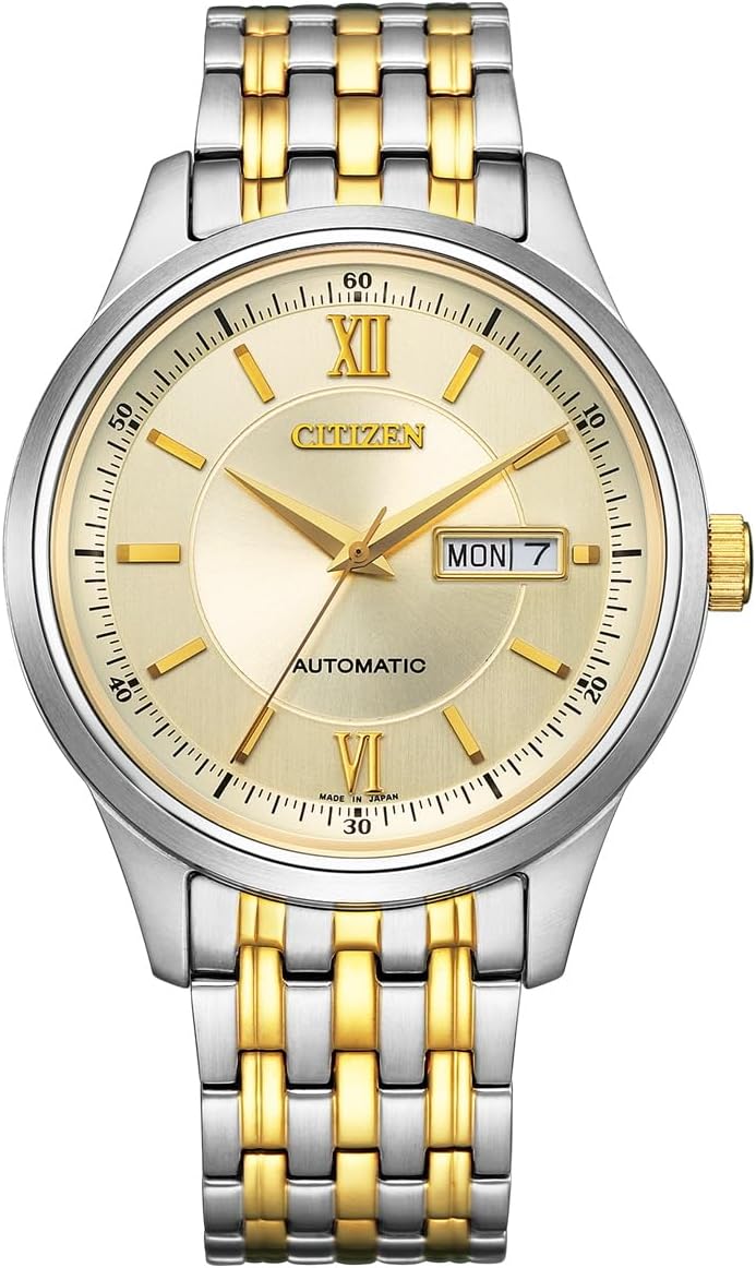 Citizen NY4057-63P Men's Mechanical Automatic Waterproof Gold Wristwatch, Silver, Silver, Bracelet Type