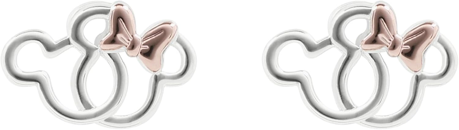 Mickey and Minnie Mouse Earrings Silver Plated One Size Silver Plated No Gem