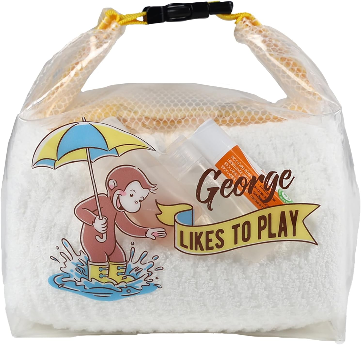 Marushin 4765039000 Curious George Active Train George Anime Monkey Girls Boys Bag Pool Hot Springs Leisure Waterproof Pouch Accessory Box