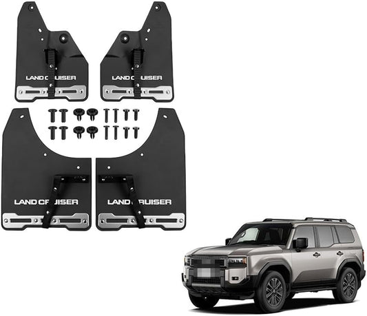Toyota Land Cruiser 250 Mud Flaps with Logo, Genuine Compatible, Flexible TPE, Stone Resistant, Splash, Land Cruiser 250 Accessories, for Rankle 250 (2024 LC250 Left and Right Handle) (Pure