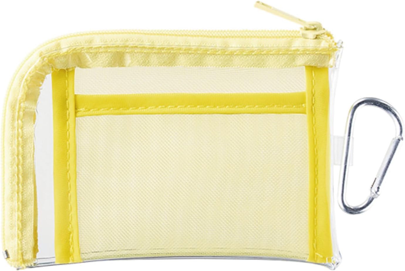 Clear Mini Pouch with Carabiner | Pressurikatsu Goods, Trading Card, Aksta, Can Badge Storage, Push Color, Mesh Pocket, Idol, Anime, Ota-Katsu, Showing Pouch,, yellow, Simple