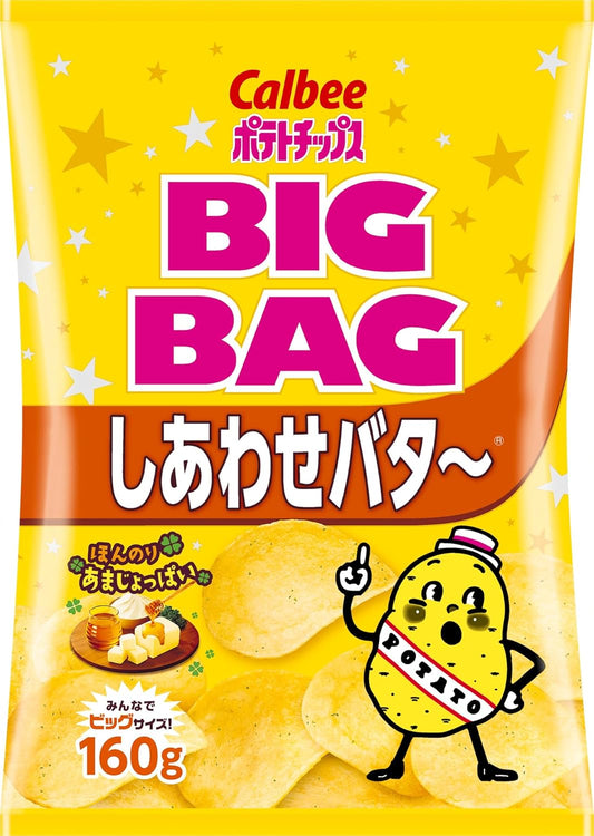 Calbee Big Bag Potato Chips, Shiawase Bata, 5.6 oz (160 g)