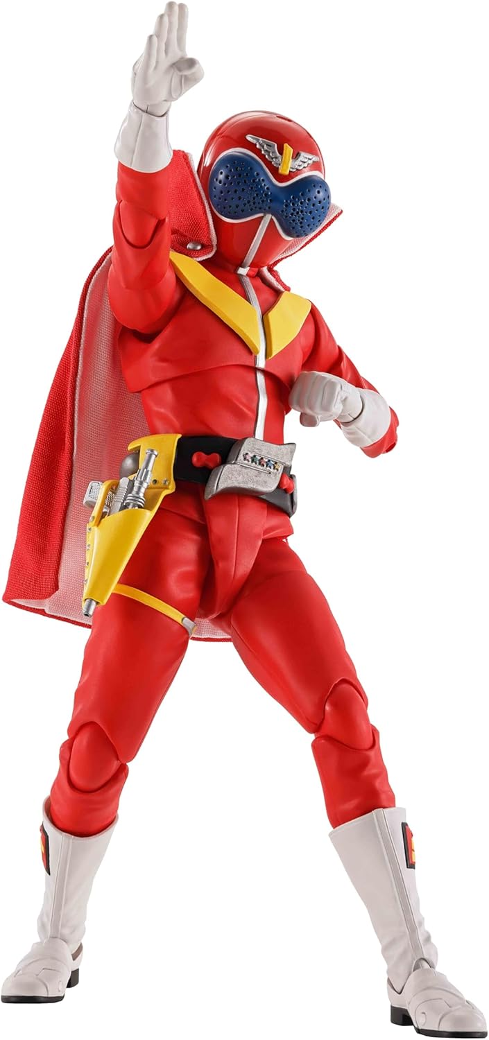 TAMASHII NATIONS S.H. Figuarts (True Bone Carving Process), Secret Sentai Goranger, Akaranger, Super Sentai 50th Anniversary Version, Approx. 5.7 inches (145 mm), PVC & ABS & Fabric, Painted Action