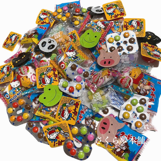 【 Assorted Snack 6 Types Set 】Assorted Snacks Candy Set Bulk Buy Rock Candy Konpeito Snacks Ramune Chocolate Marshmallow Treats Gift Snacks Giveaway (6 Types Each 10, Total 60 Pieces Set)