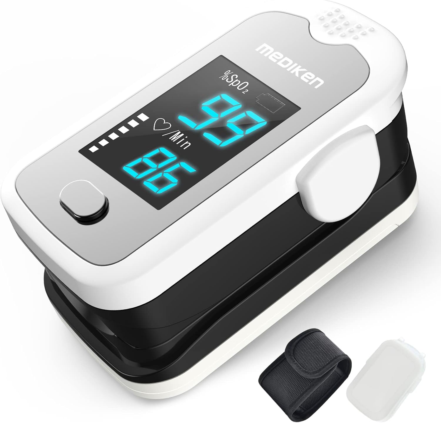 Mediken Luxury Accessories 4-Piece Set, Pulse Oximeter, Heart Rate Monitor, Pulse Monitor, For Home Use, For Traveling, Home, Climbing, LED Display, Easy To Read High Accuracy