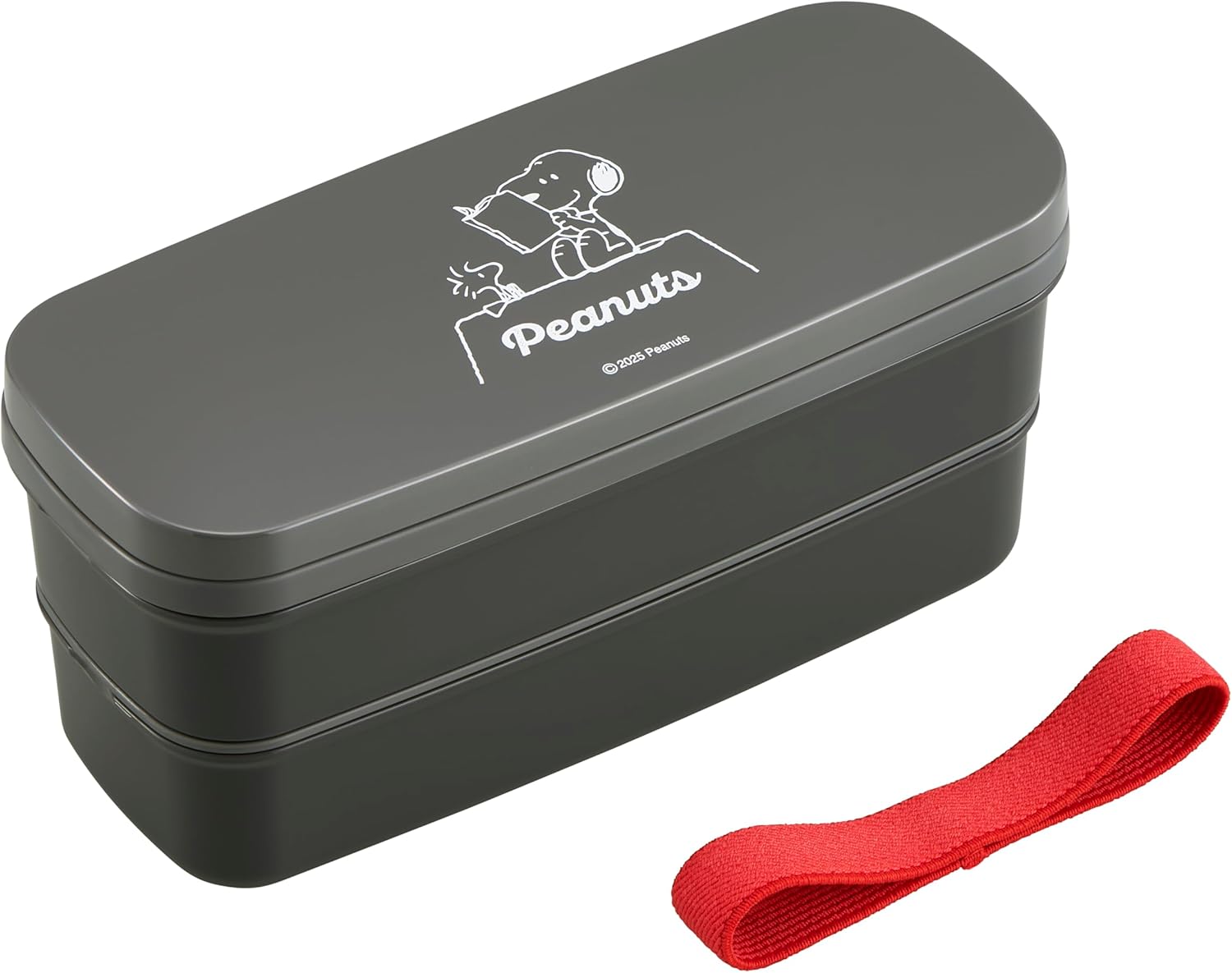 OSK PW-28K 2-Tier Lunch Box with Dividers (Belt), Snoopy (Black) (Top) 11.5 fl oz (340 ml) (Bottom) 10.1 fl oz (300 ml)
